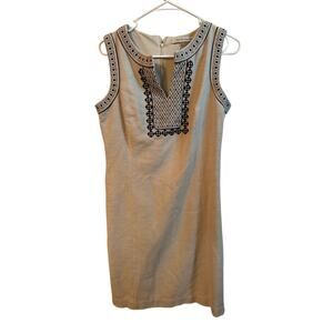 Peter Nygard Tan and Black Beaded Sheath Dress 8